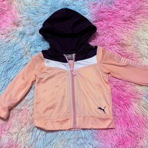 Puma Kids Peach and Black Zip-Up Hoodie